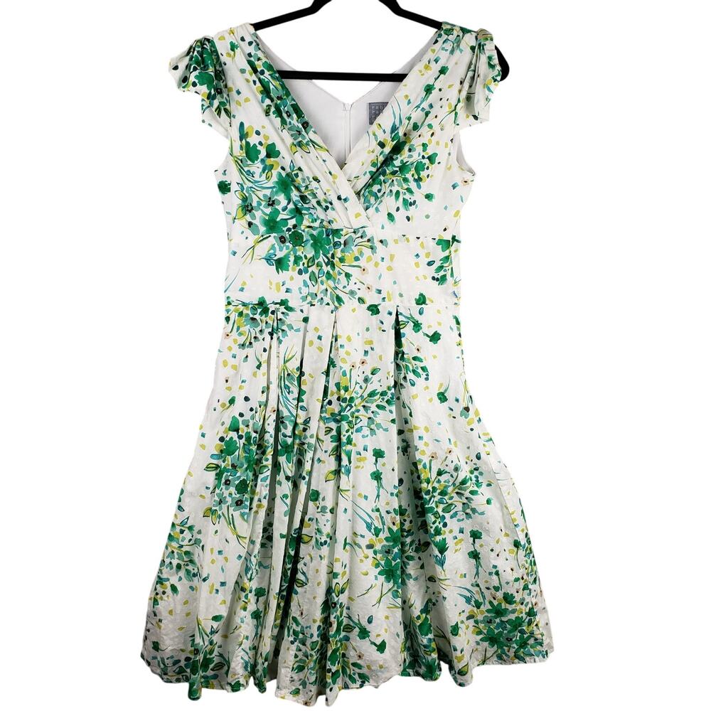 Rabbit Rabbit Rabbit Size 6 Ruffle Sleeve Tea Dress Green Floral Easter Coquette